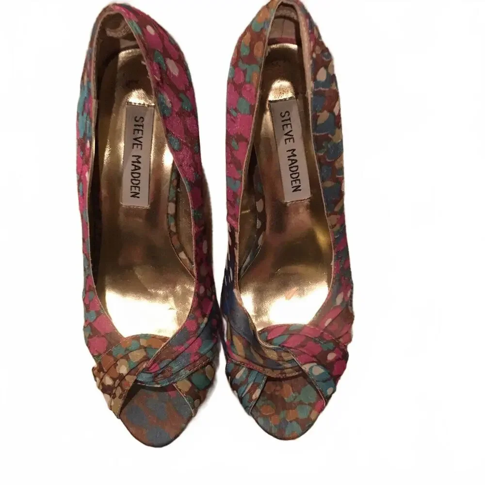 😎🩷Steve Madden Size 6 M Destin High Heels Open Toe Platform Shoes Heels